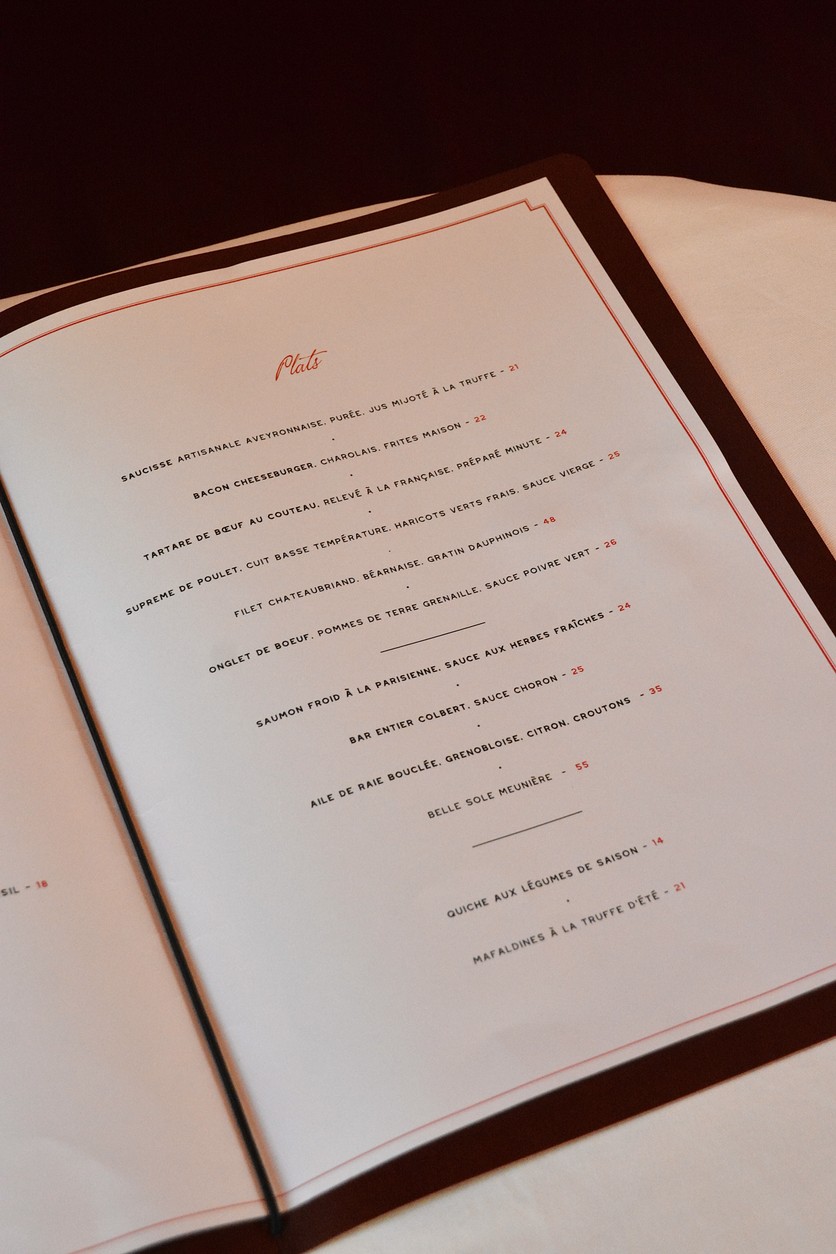 Les Capucines menu 3