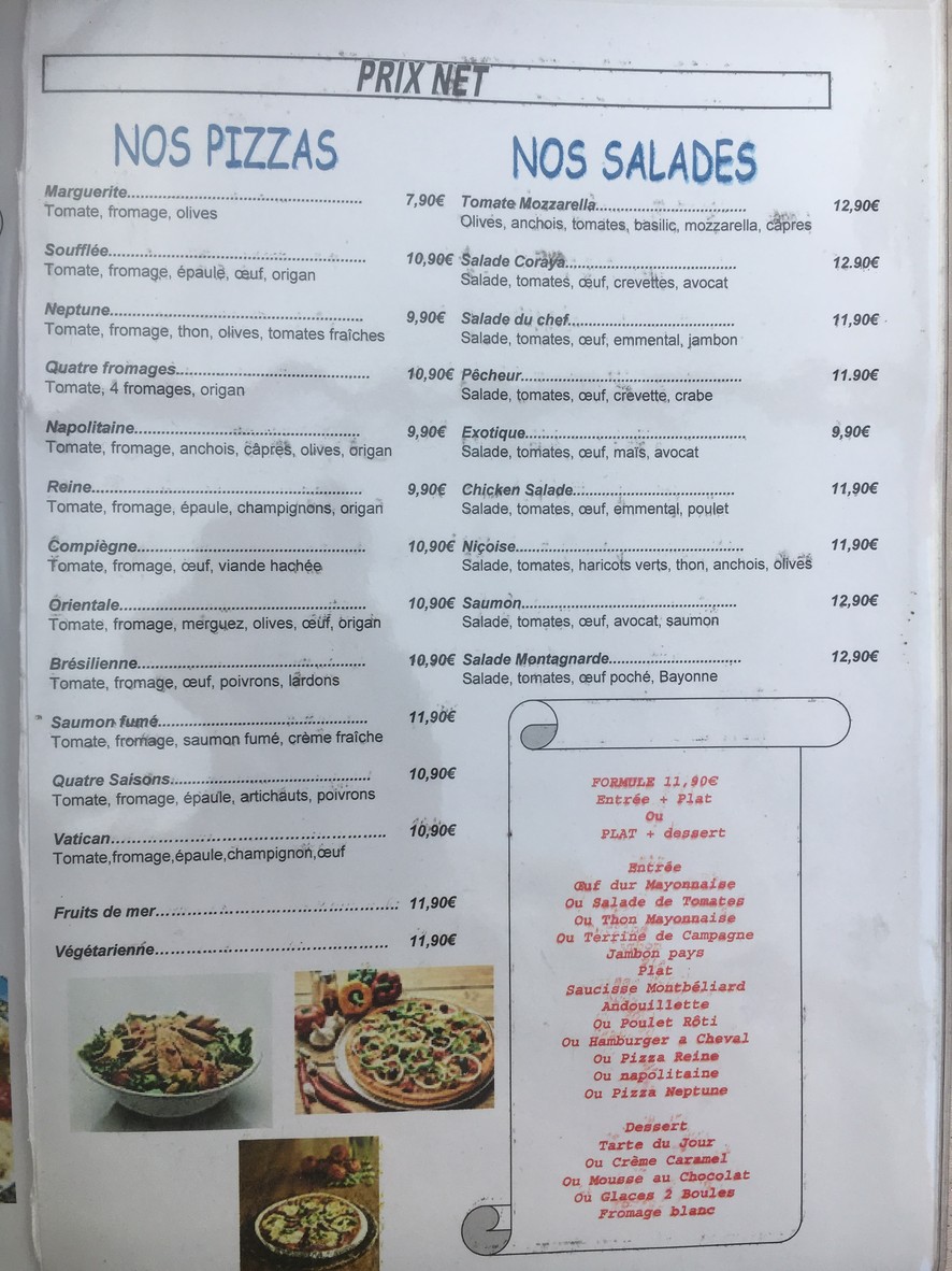 La Chaumonnerie menu 2
