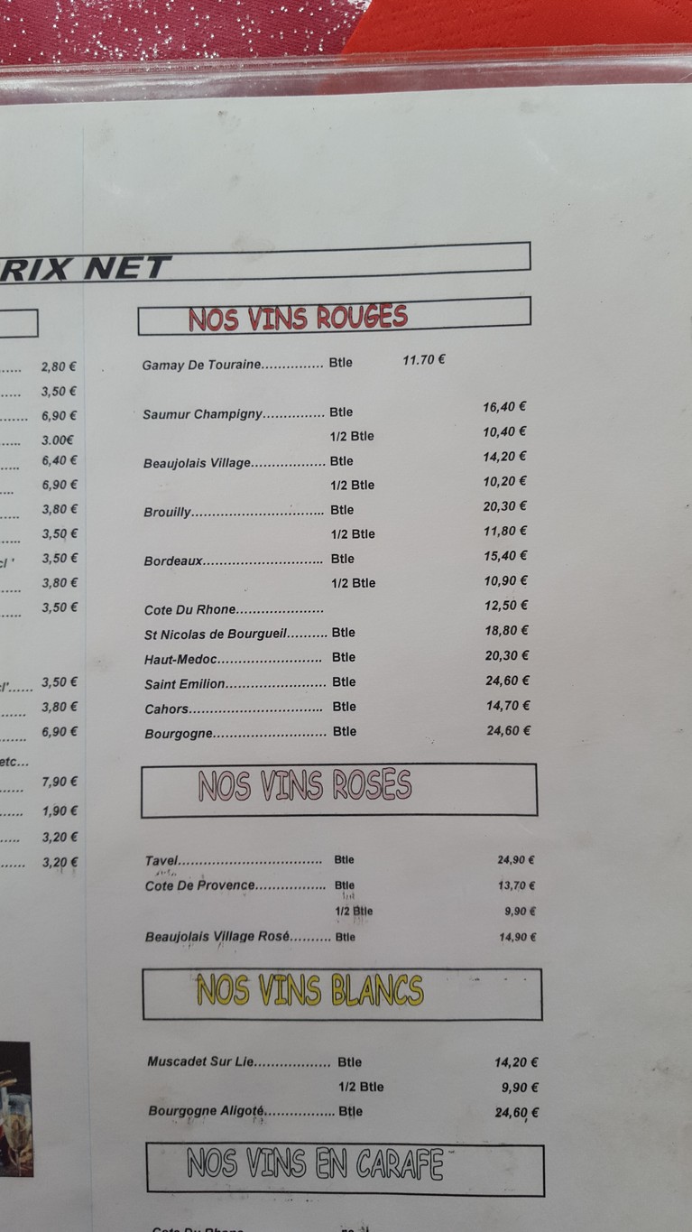 La Chaumonnerie menu 3