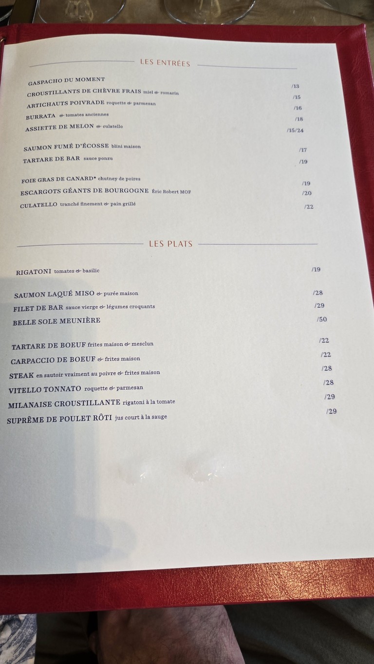 Café Français menu 1