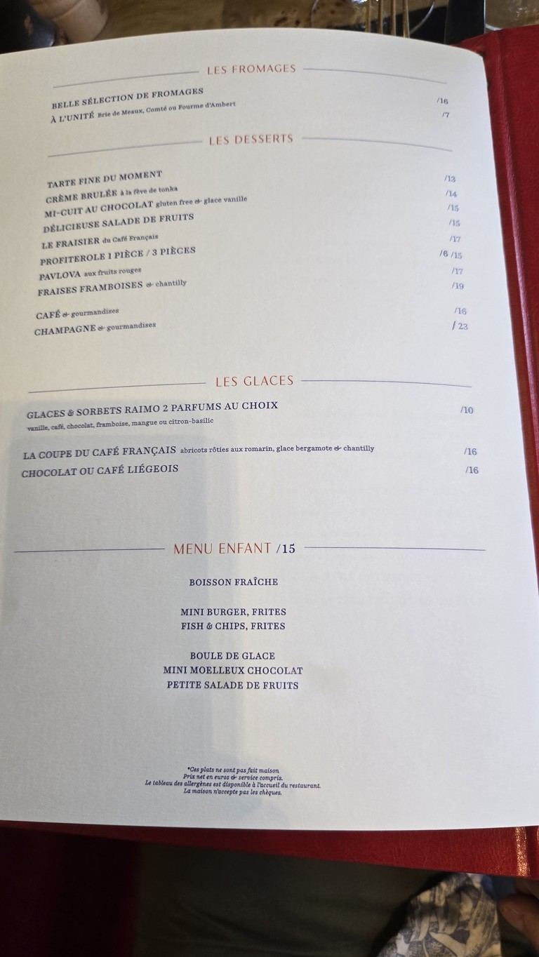 Café Français menu 2
