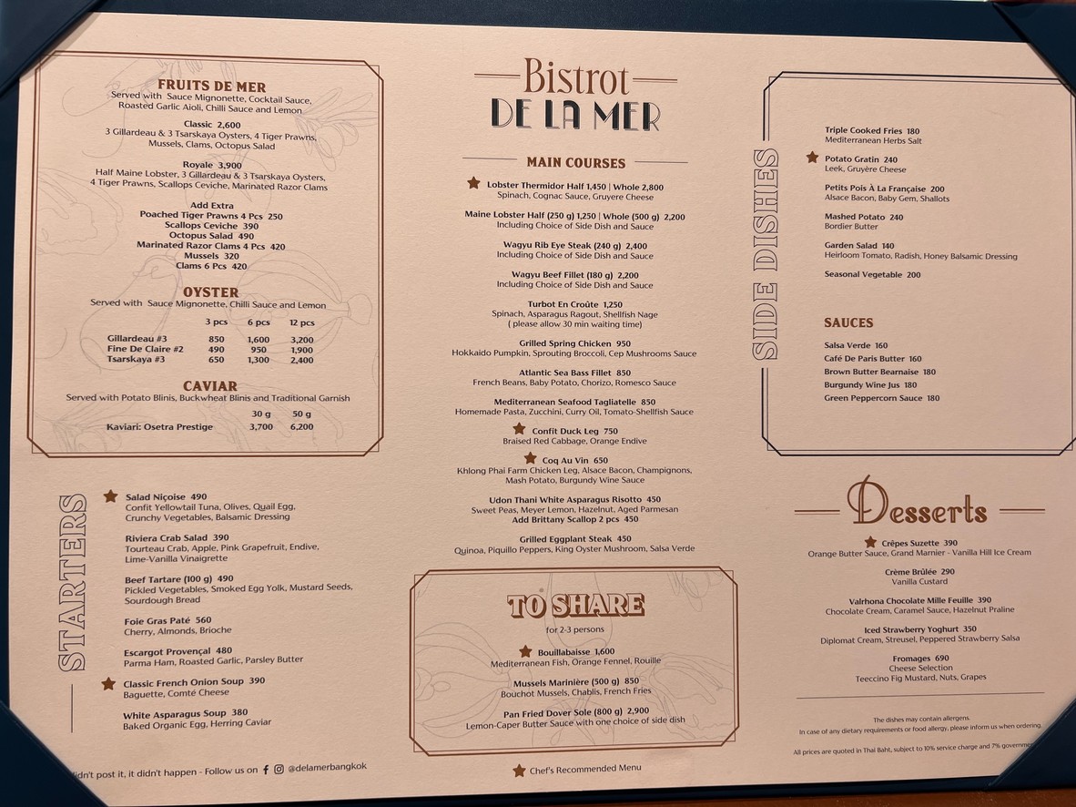 Bistrot De La Mer menu 1
