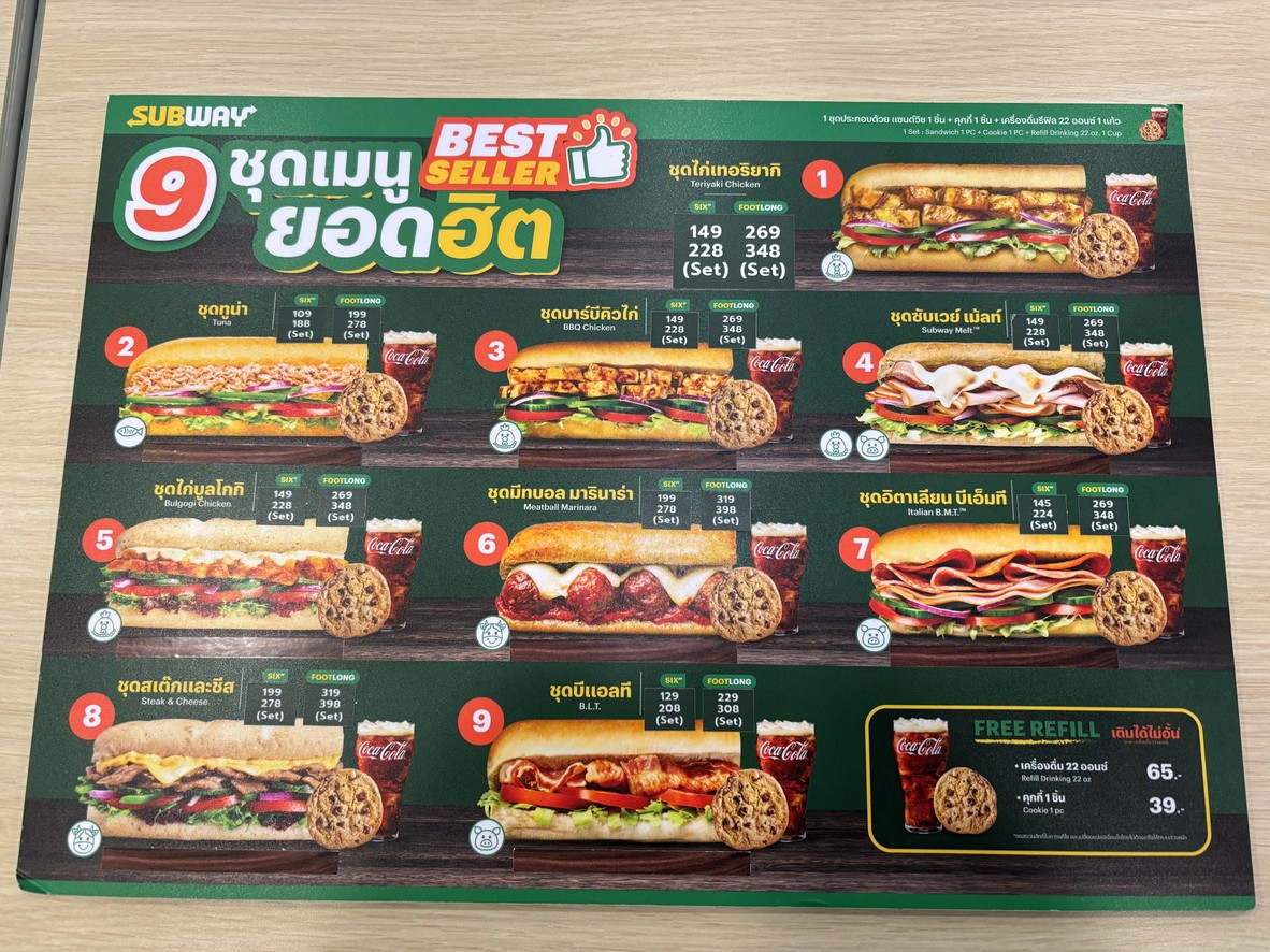 Subway Sukhumvit Soi 23 (Jasmine City Building) menu 2