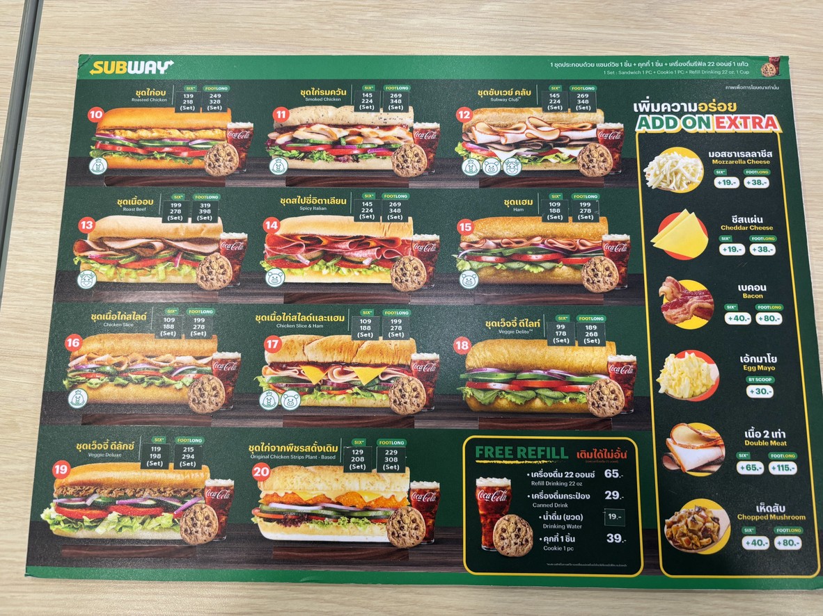 Subway Sukhumvit Soi 23 (Jasmine City Building) menu 3