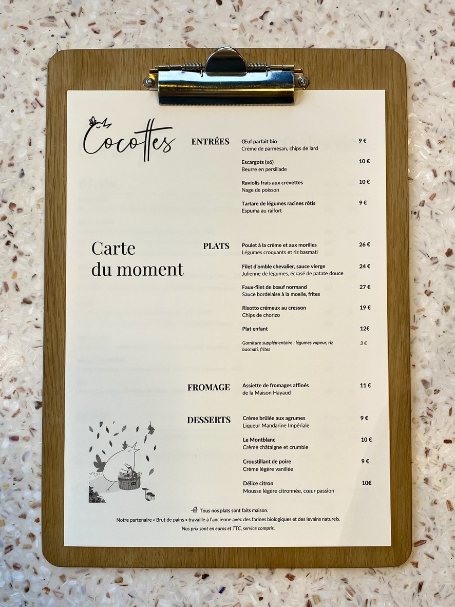 Cocottes menu 1