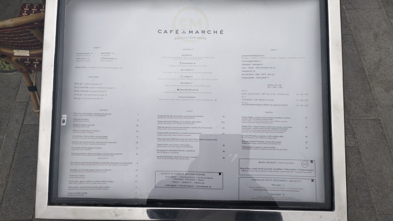 Café du Marché menu 1