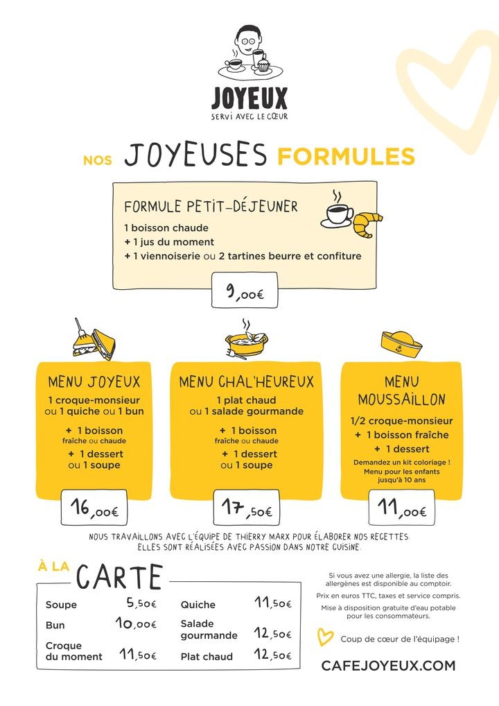 Café Joyeux menu 1