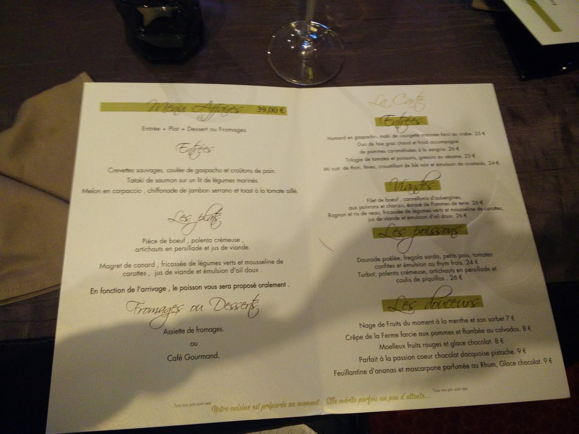 La Ferme d'Argenteuil menu 1