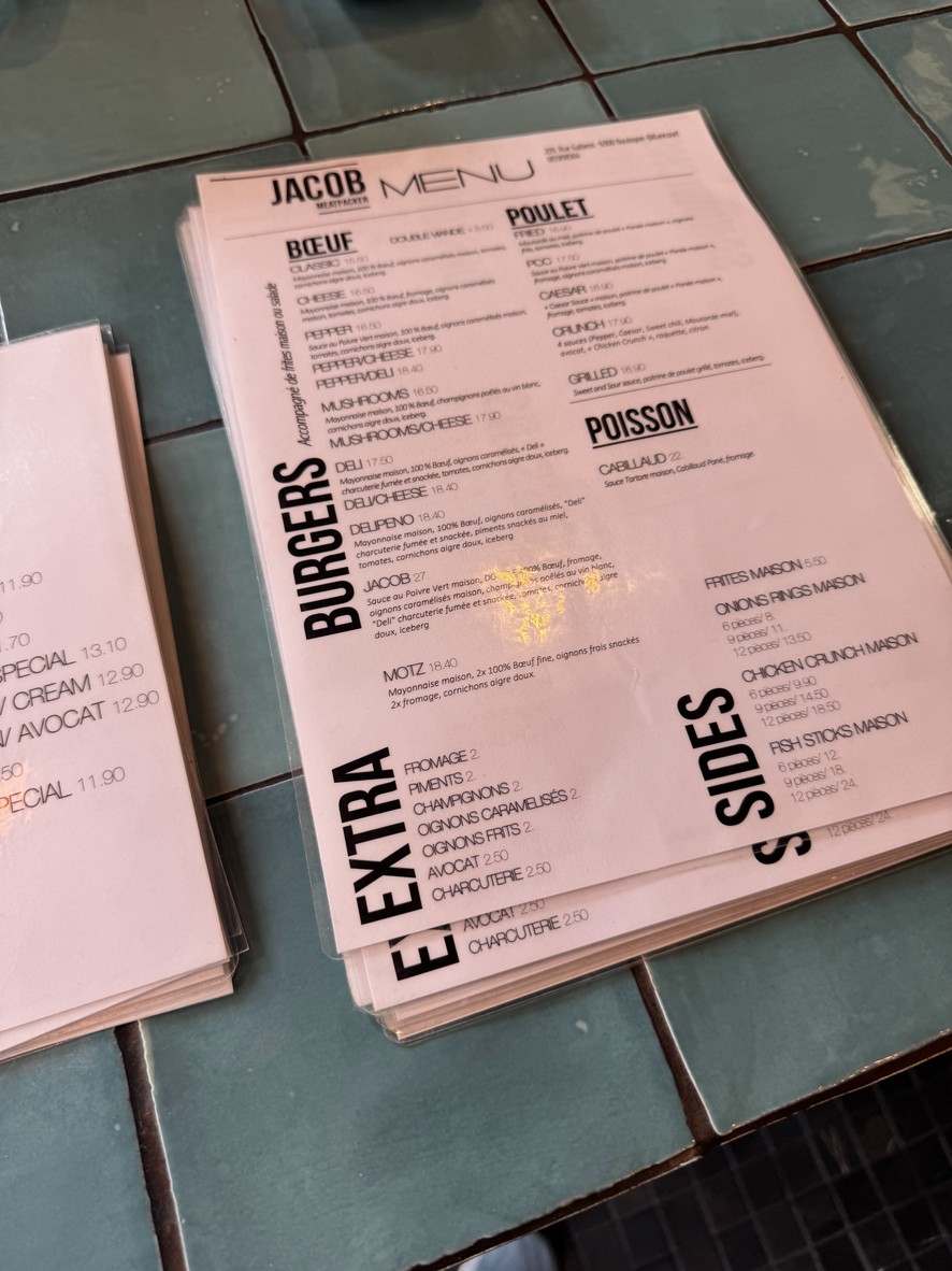 JACOB Meatpacker menu 1