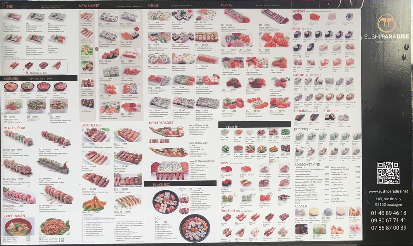 Sushi Paradise menu 1