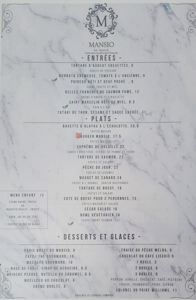 EL MANSIO menu 1