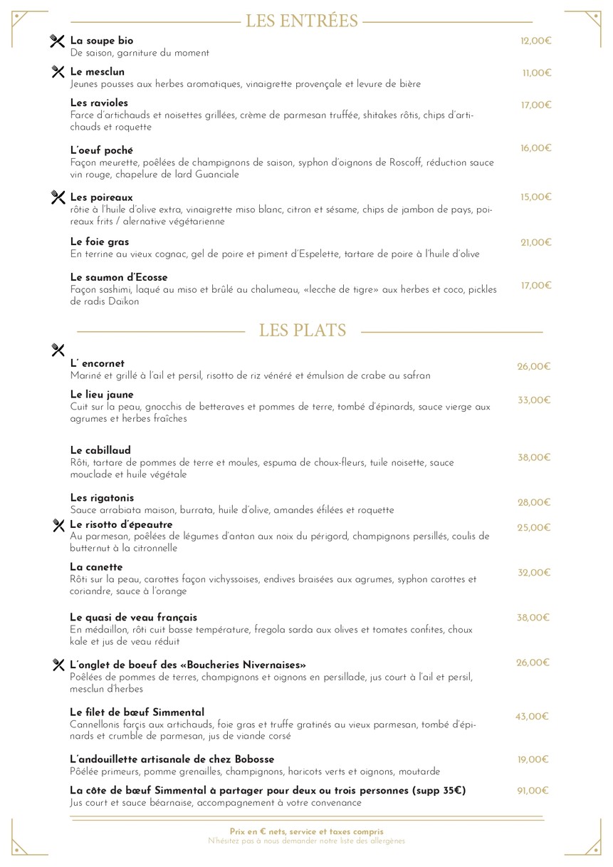 Éclipse - The Table Bar menu 1