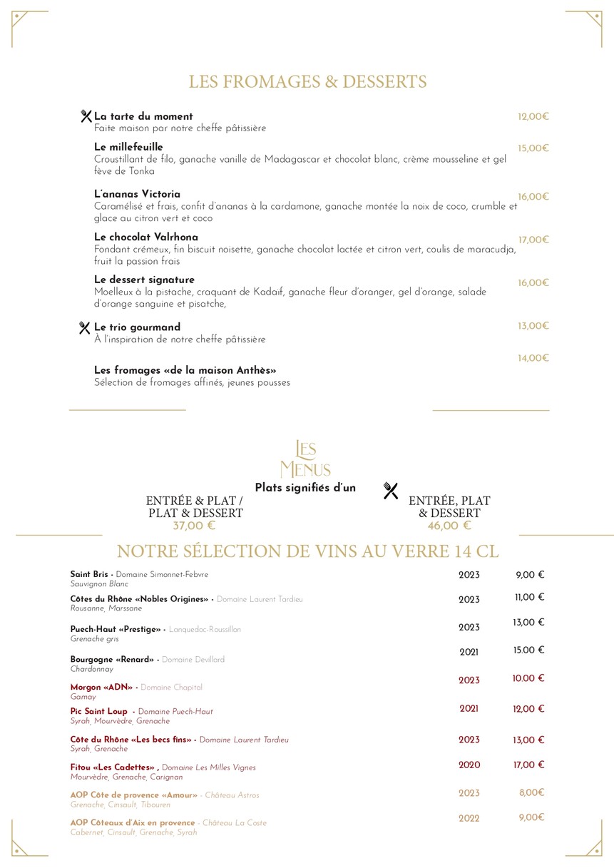 Éclipse - The Table Bar menu 2