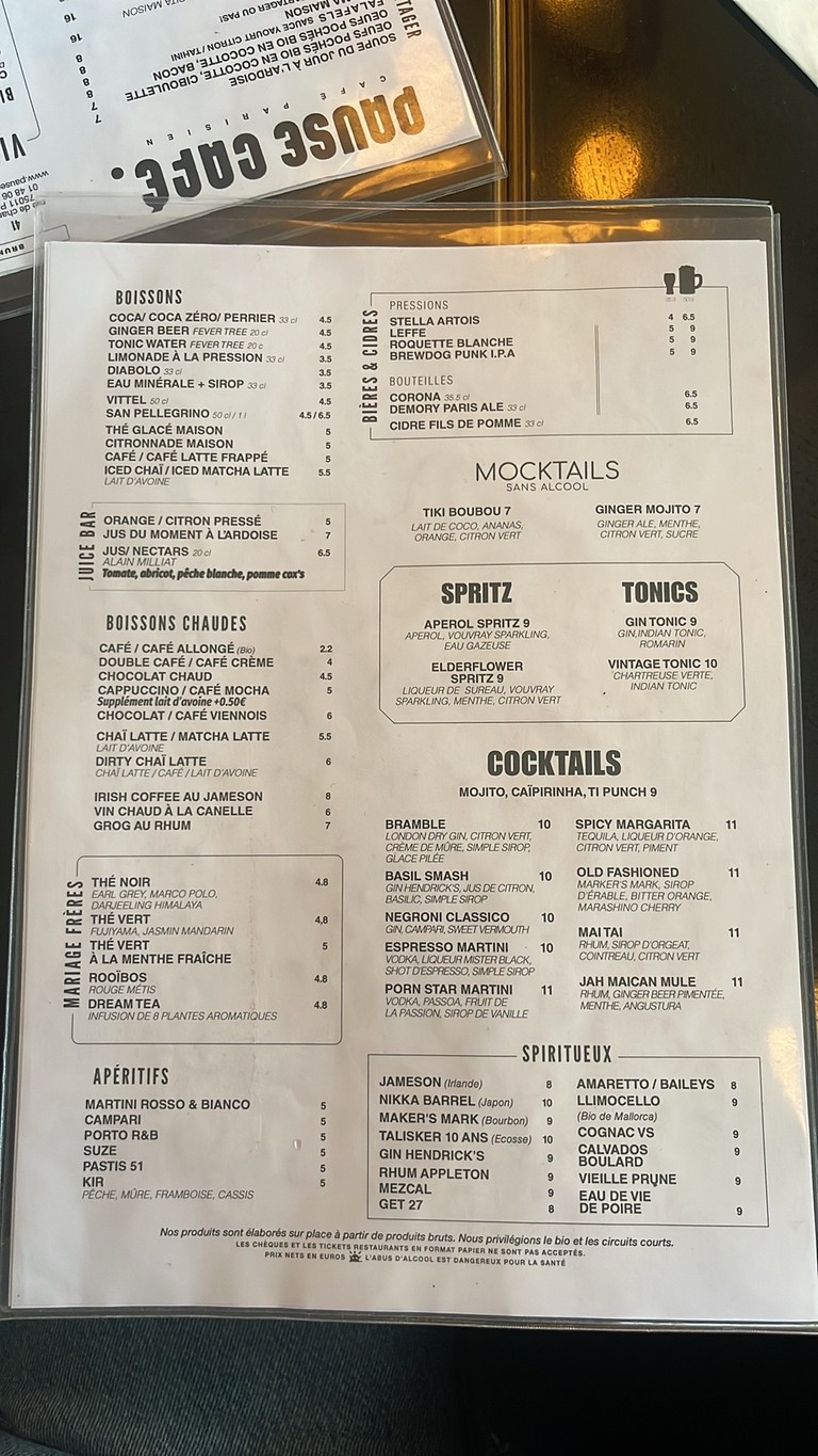 Pause Café menu 3