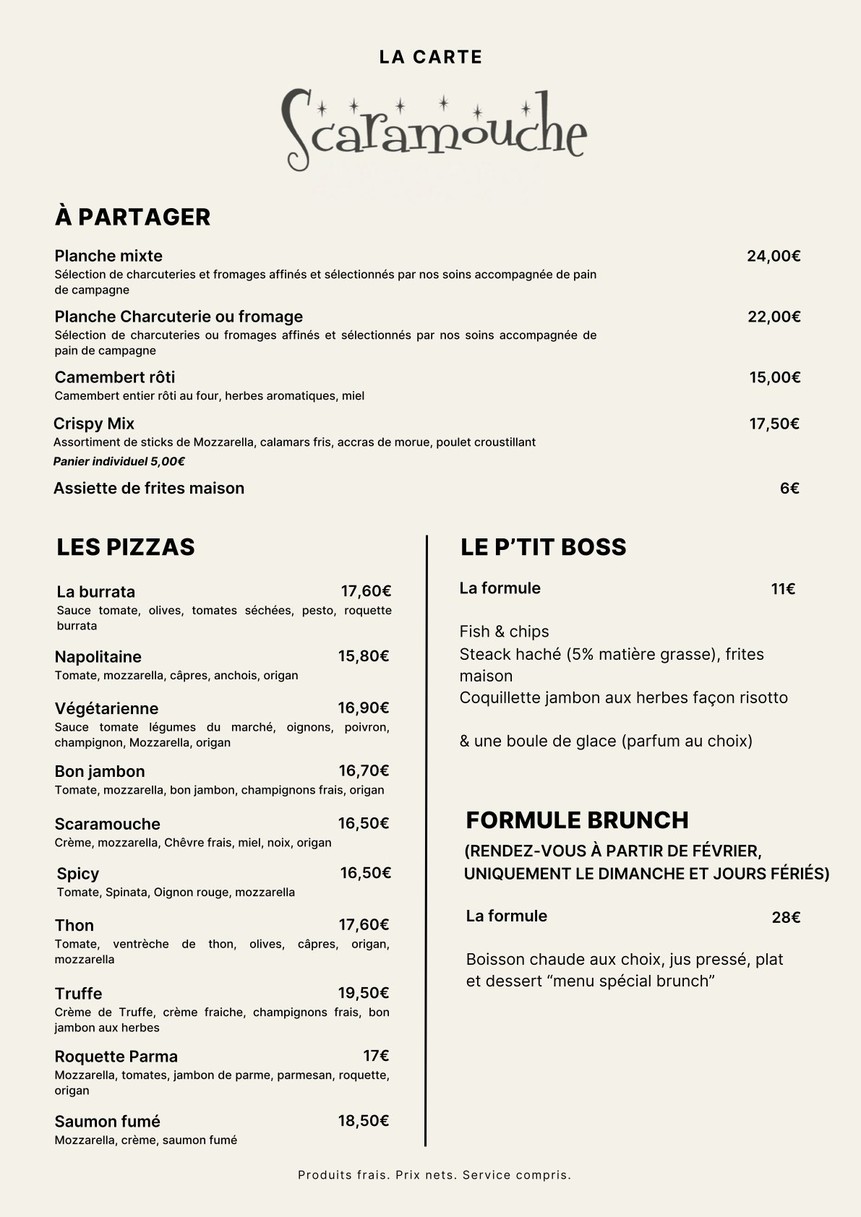 SCARAMOUCHE menu 2