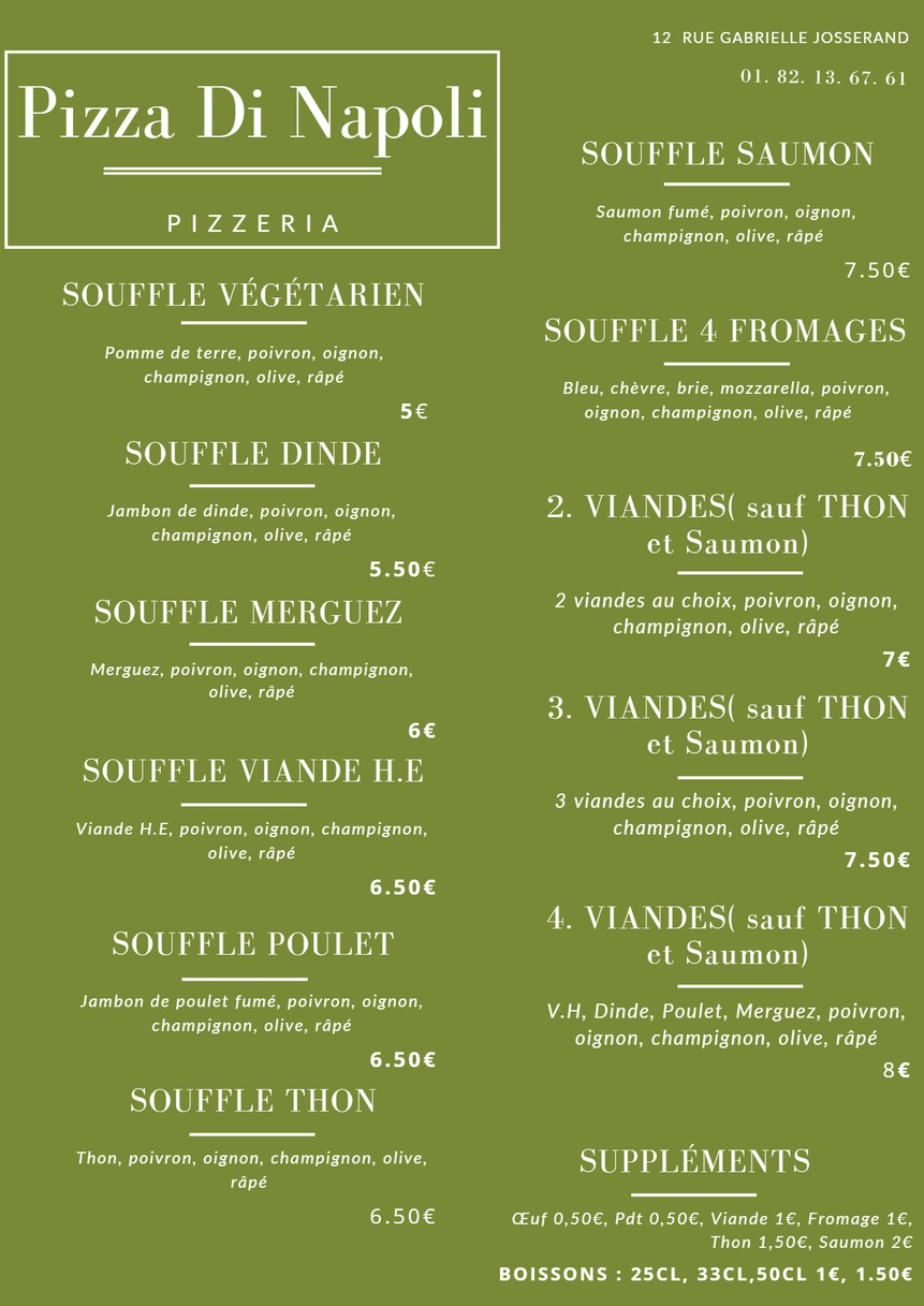 Pizza Di Napoli (Sandwich Pizza) menu 2