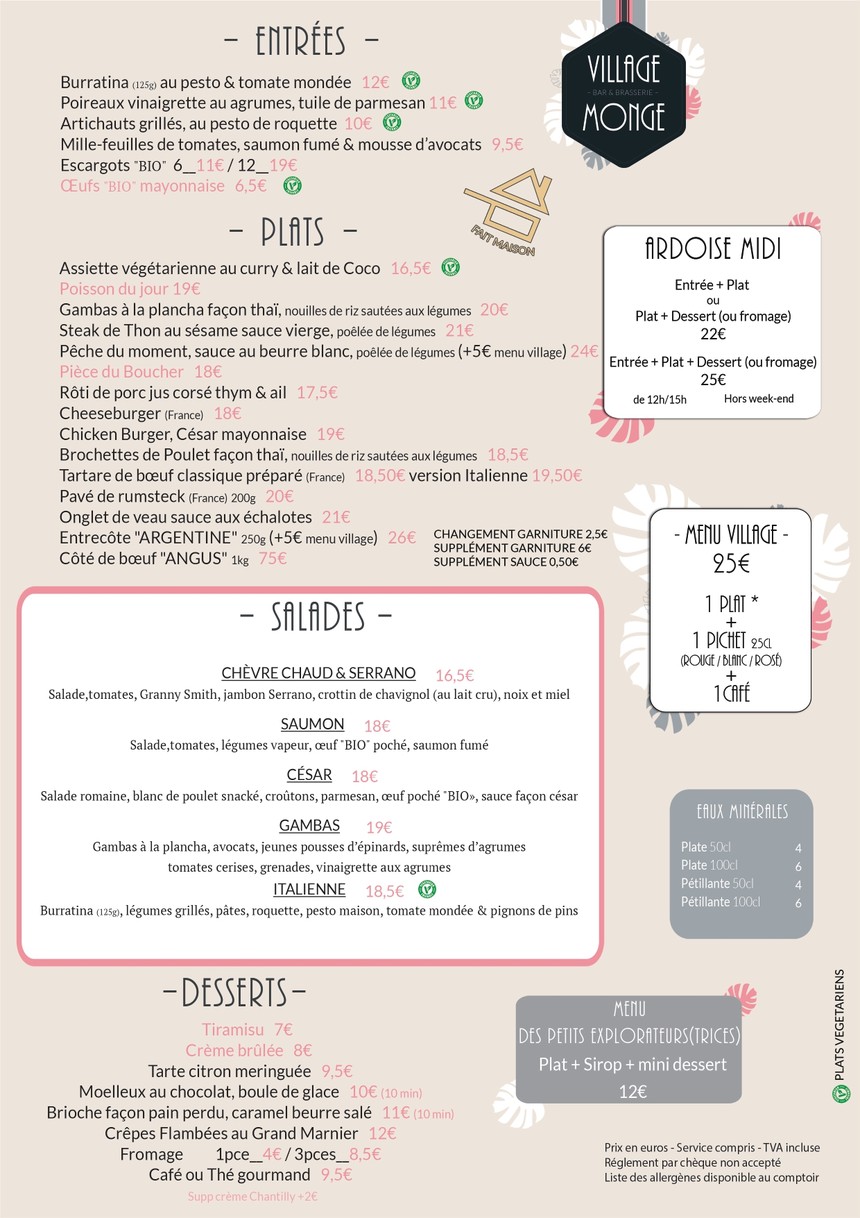 Le Village Monge menu 1