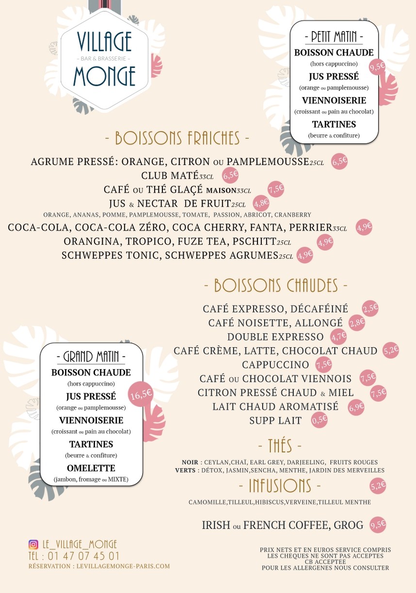 Le Village Monge menu 3