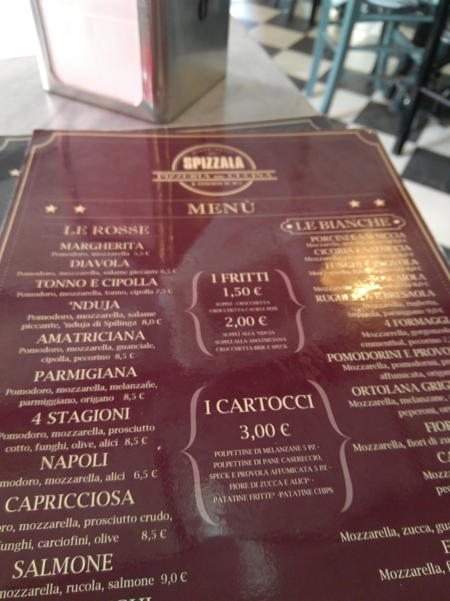 Spizzala menu 3