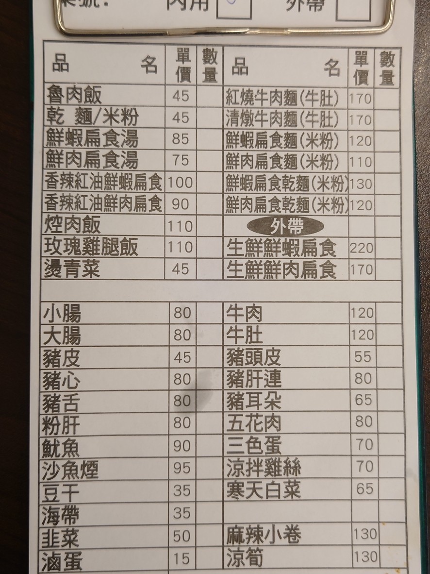 Gāoxióng yī pǐn xiān xiā biǎn shí menu 1