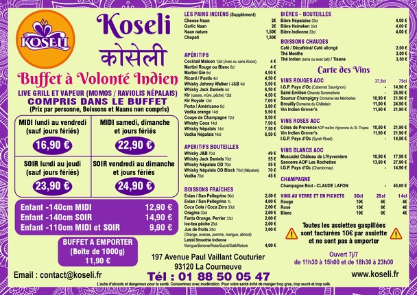 KOSELI BUFFET LA COURNEUVE : Buffet à volonté indien
