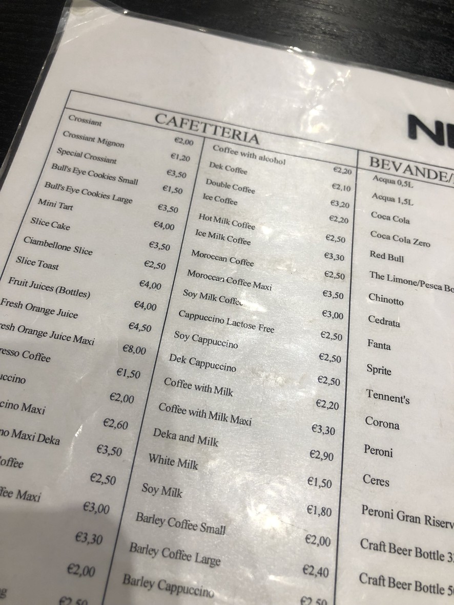 Bar Nero Caffé menu 2
