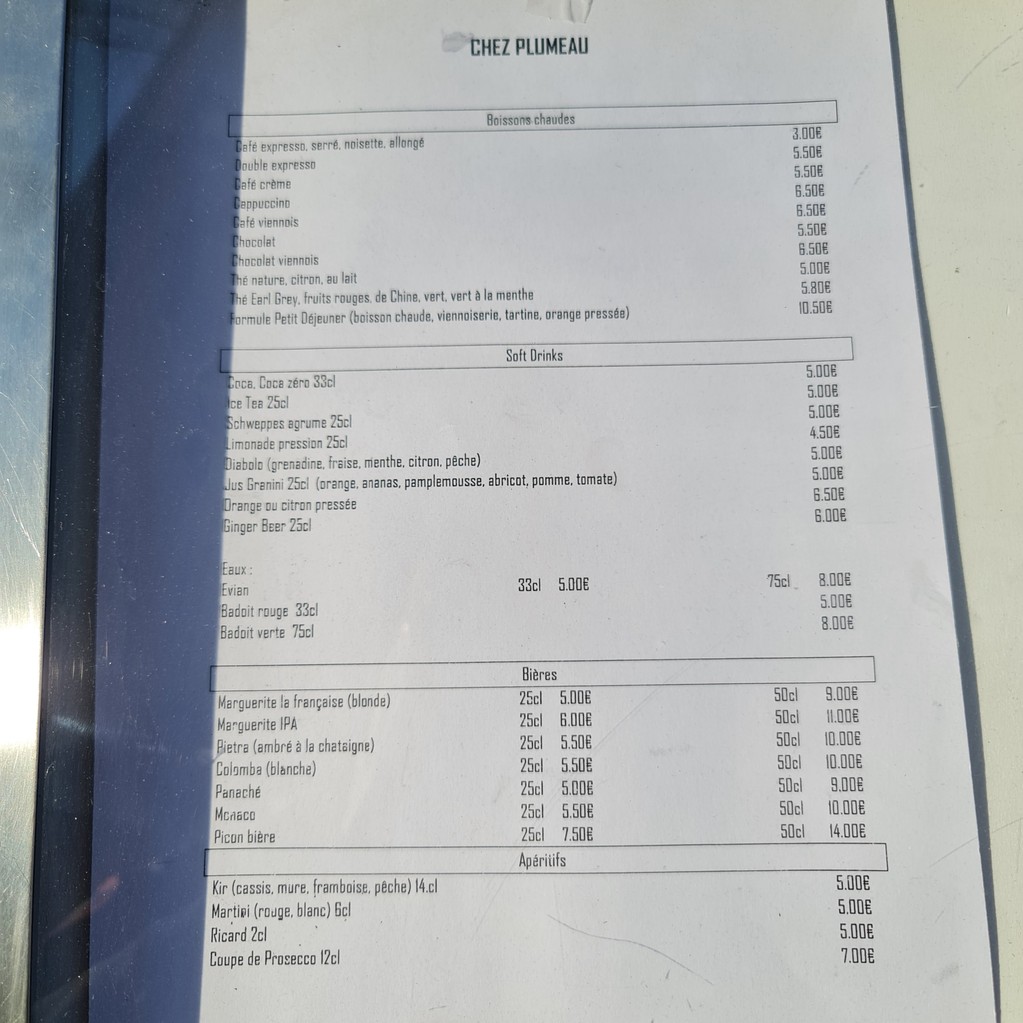 Chez Plumeau menu 2
