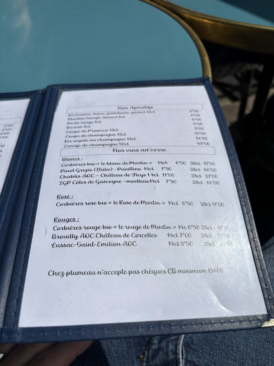 Chez Plumeau menu 3
