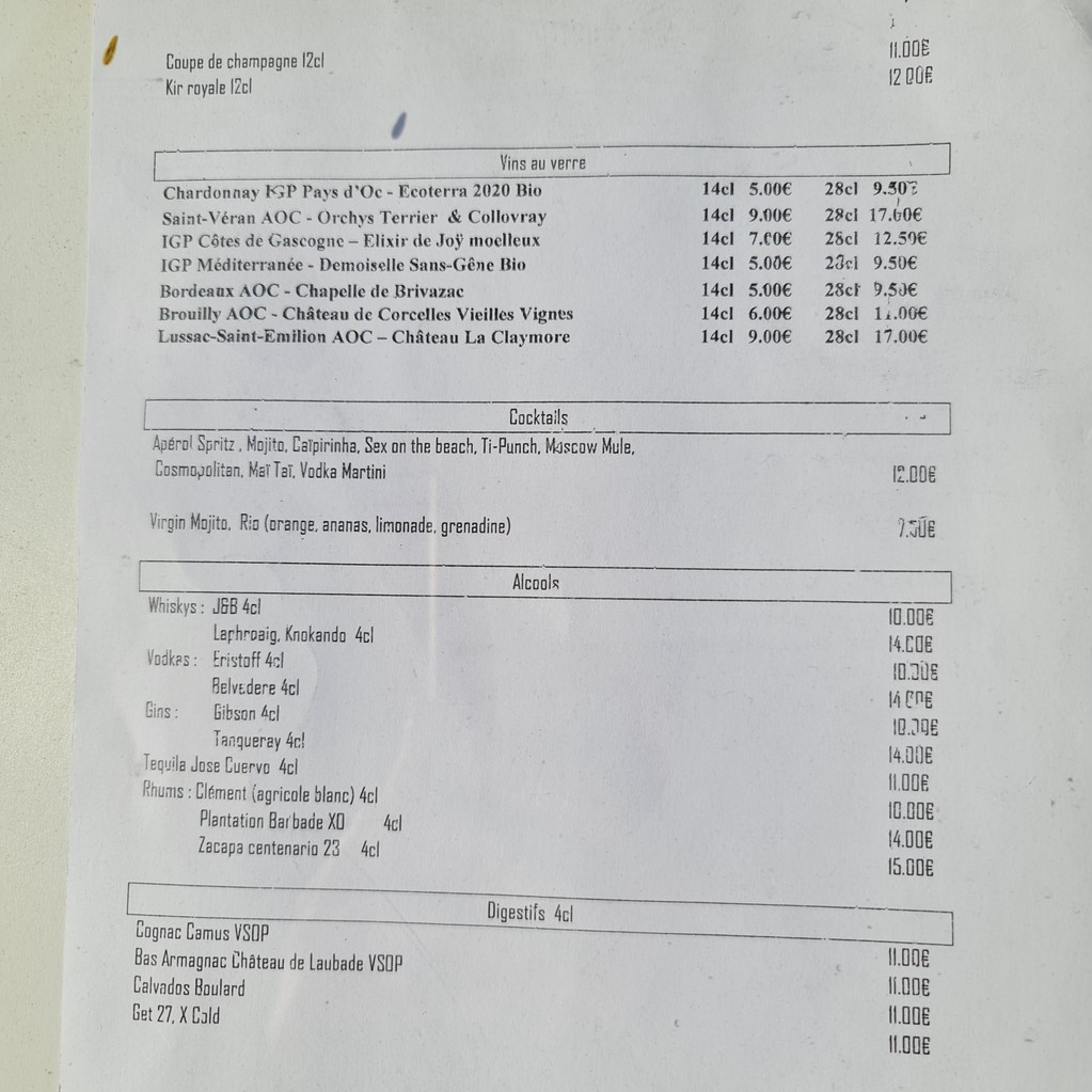 Chez Plumeau menu 5