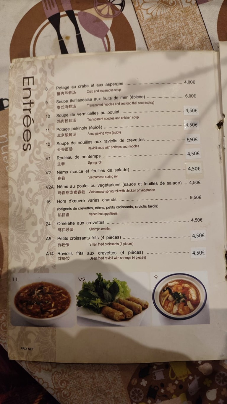 Auberge du Bonheur menu 1