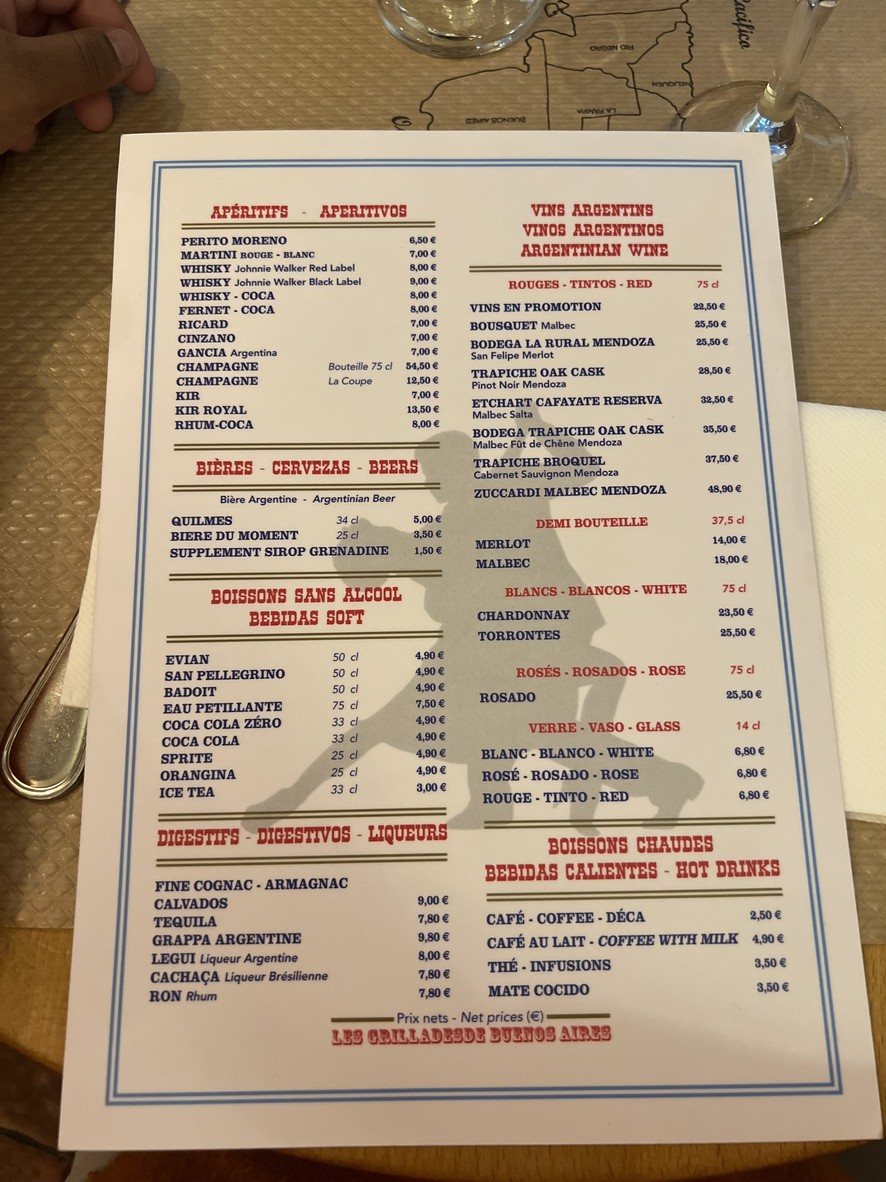 The Grillades of Buenos Aires menu 2