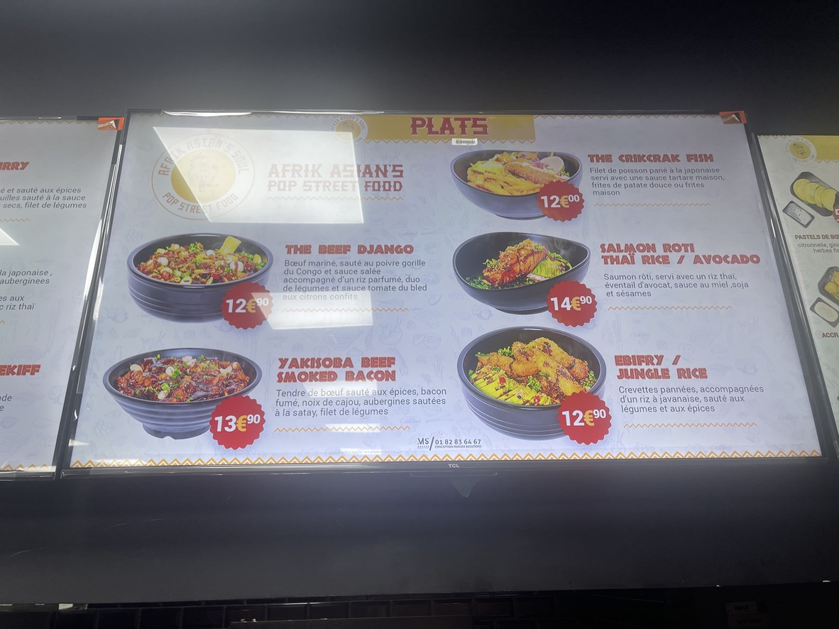 Afrik Asian's Soul Côté Seine menu 3