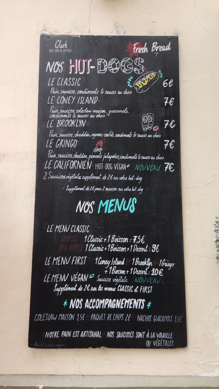 Clark Hot Dog menu 1