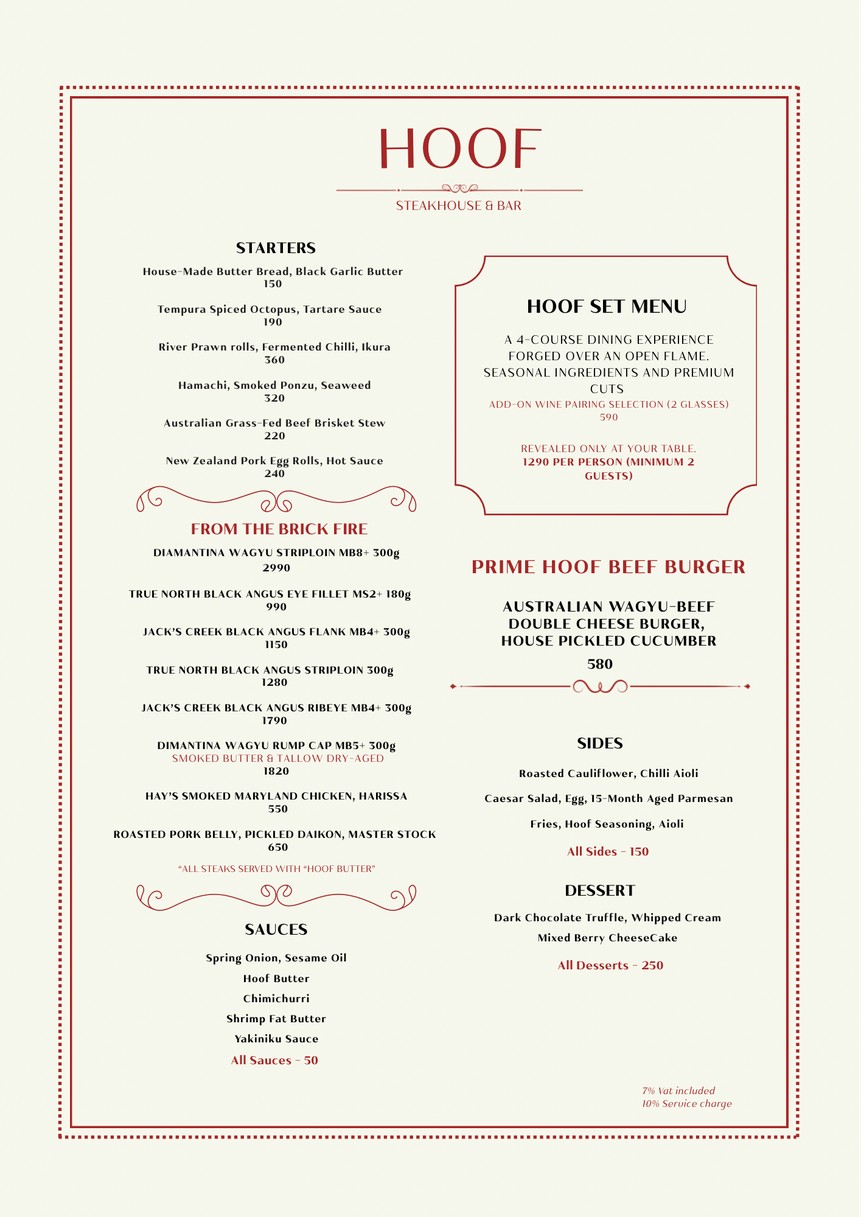 Hoof Steakhouse & Bar menu 1