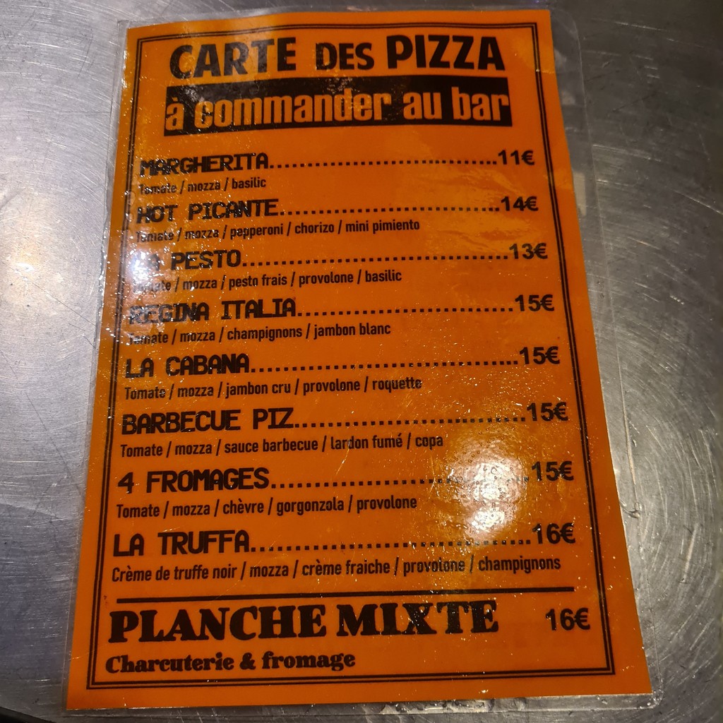 Hide Pub Club in Paris menu 2