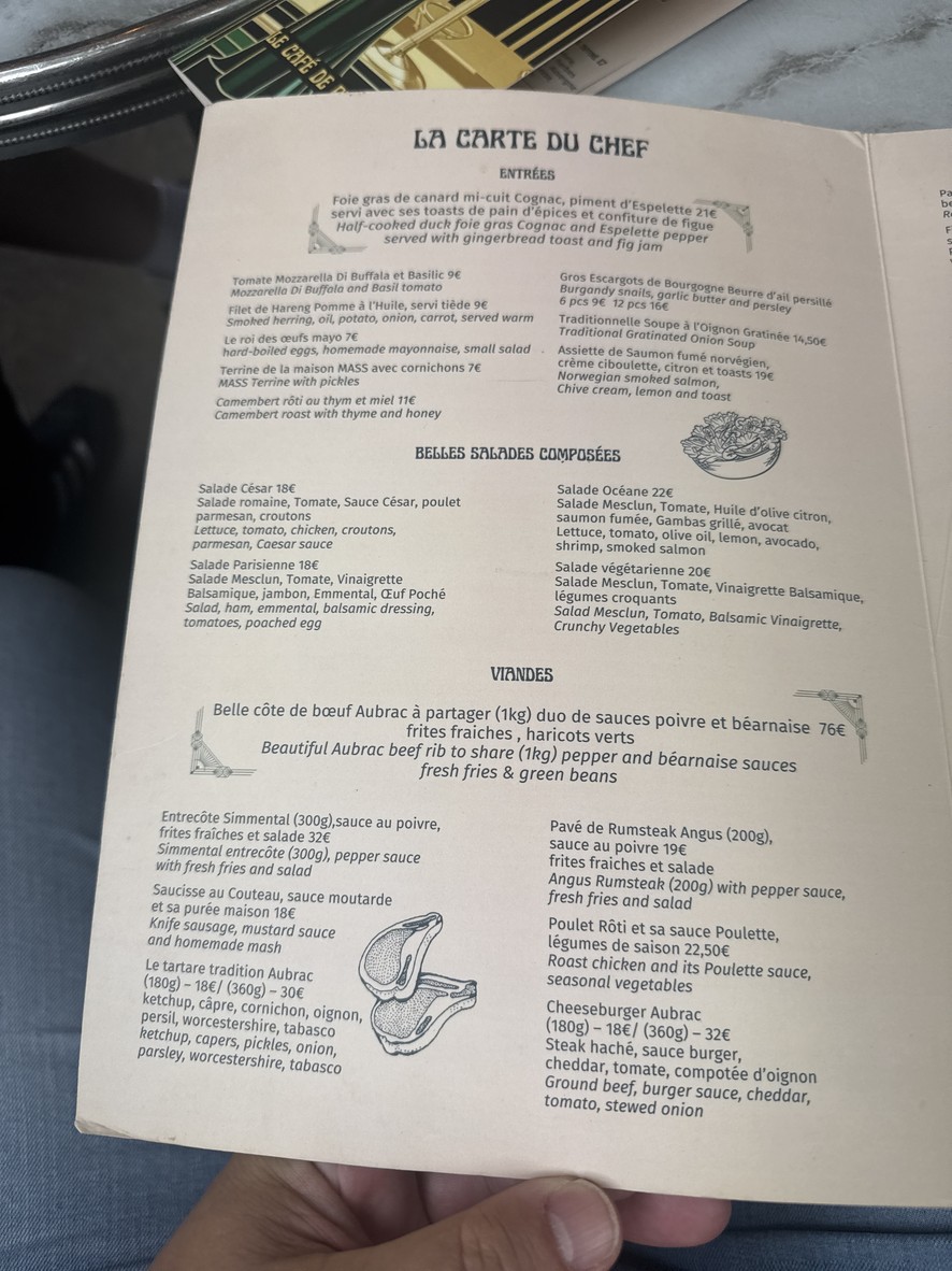Le Café de Paris Friedland menu 3
