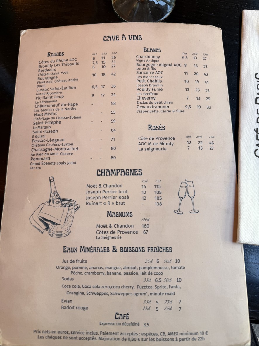 Le Café de Paris Friedland menu 6