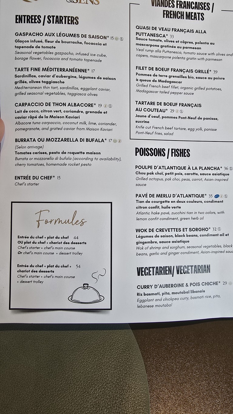Quinte & Sens menu 2