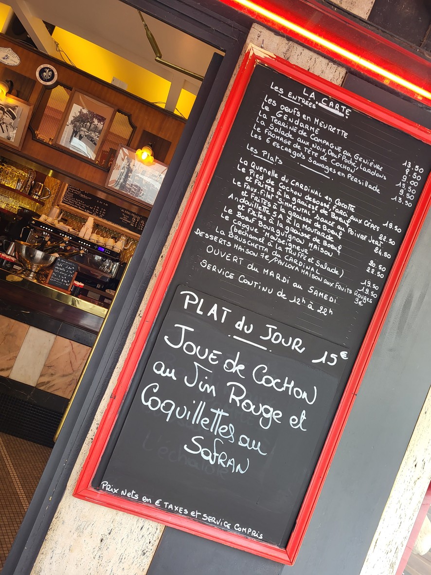 Le Cardinal Saint-Germain menu 2