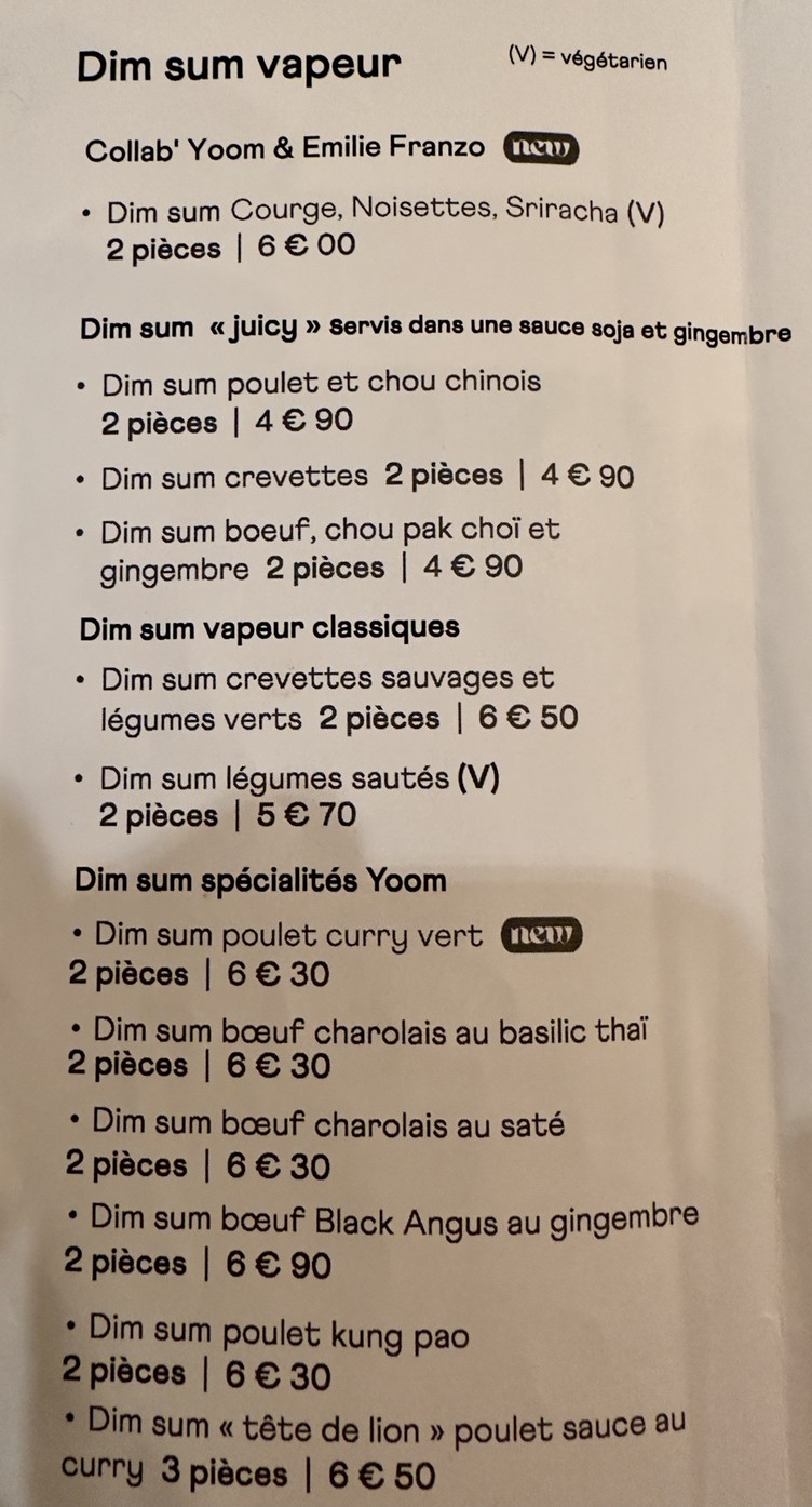 Yoom Rive Droite menu 1