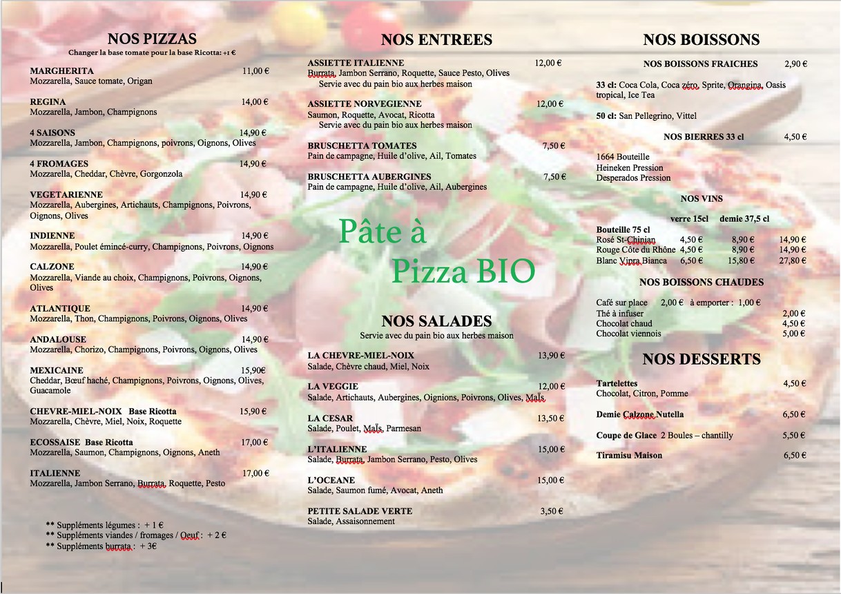 La Caz'à Pizza menu 2