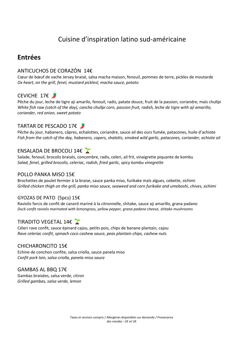 Selva menu 1