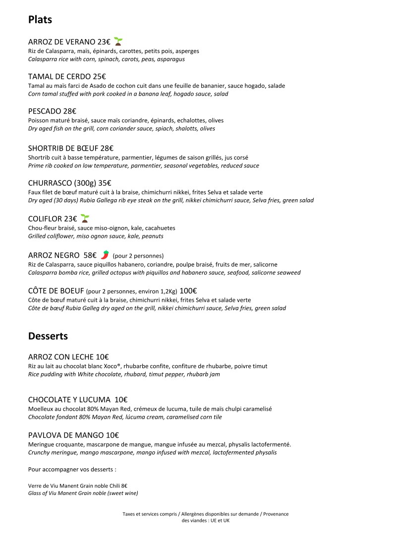 Selva menu 2