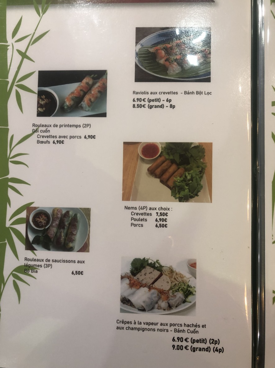 Bambou Vert menu 1