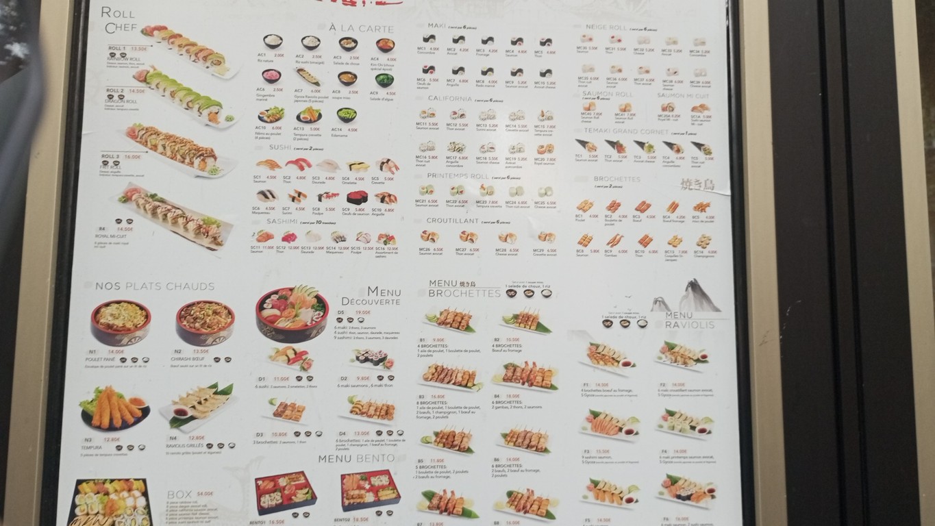 Sushi Crimée menu 1