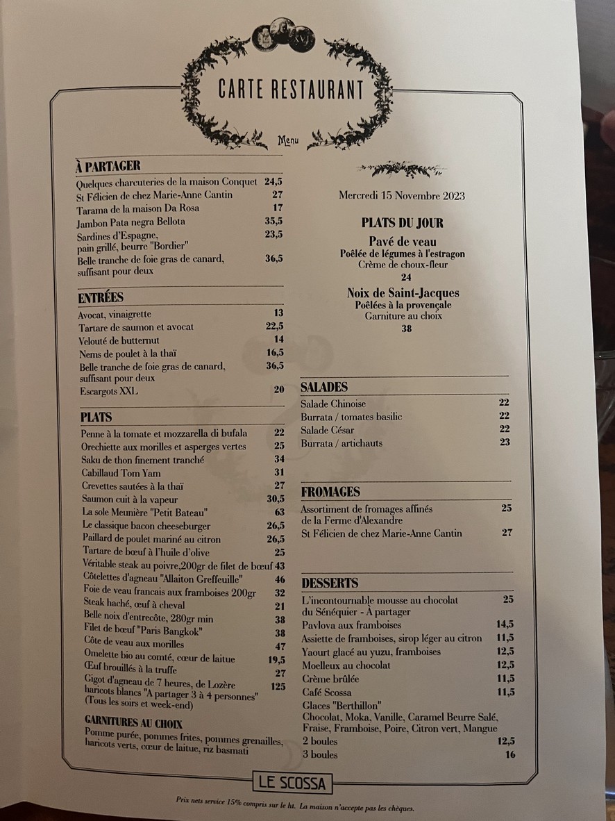 Le Scossa menu 1
