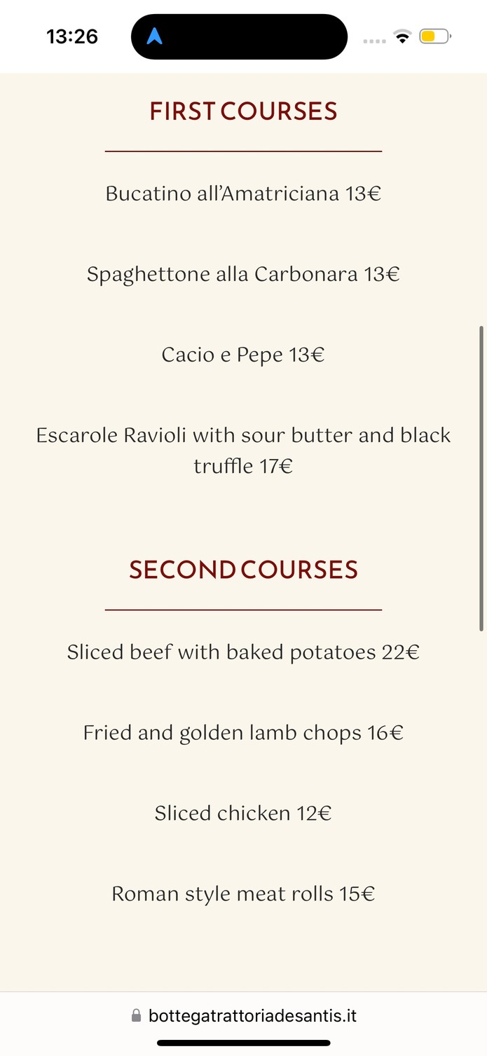 Bottega Trattoria De Santis menu 2