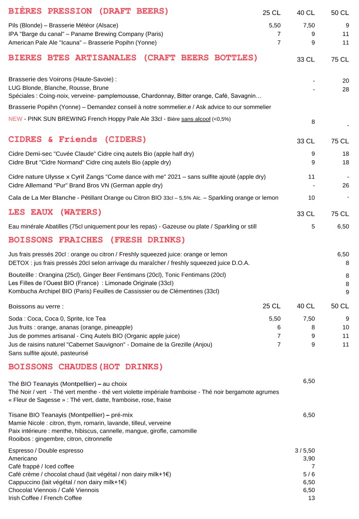 Chez Eugène menu 2