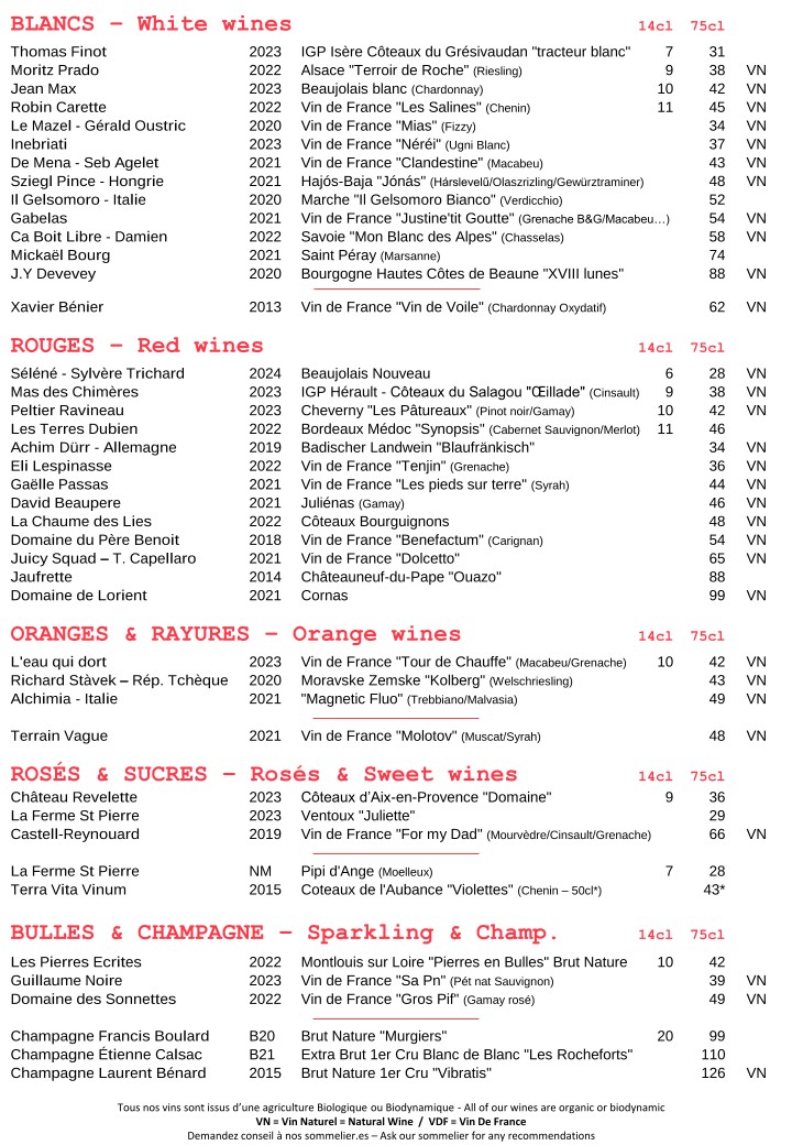 Chez Eugène menu 3