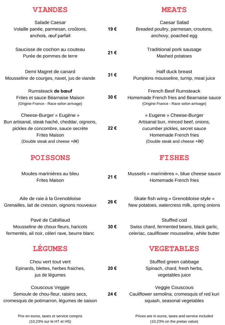 Chez Eugène menu 4